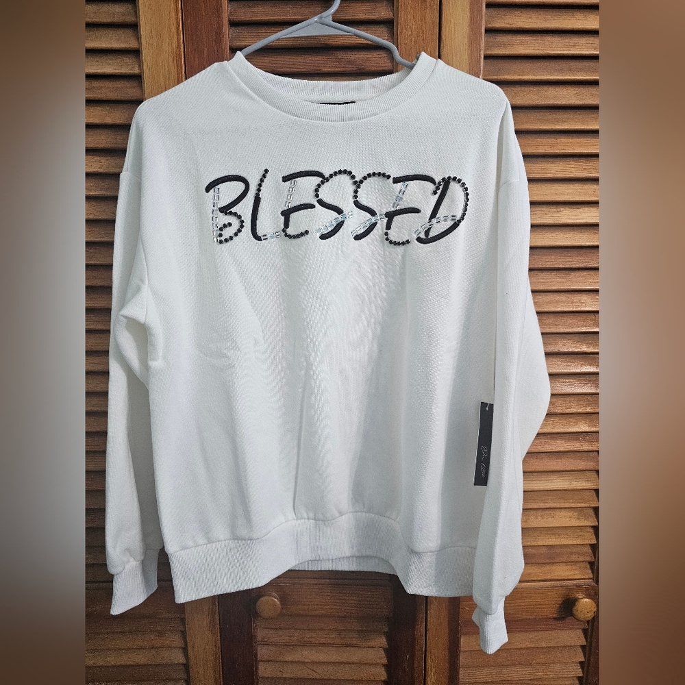 Blessed Rhinestone Graphic Sweatshirt – On 12th Street – Size M